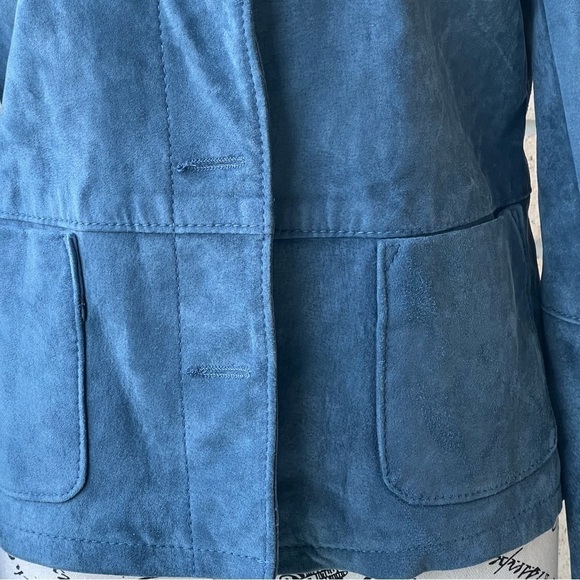 Vintage Blue 100% Leather suede jacket - Picture 7 of 8